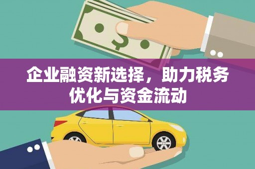 金城企业融资新选择，助力税务优化与资金流动