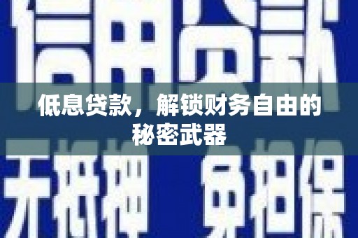 金城低息贷款，解锁财务自由的秘密武器