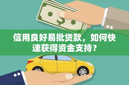 金城信用良好易批贷款，如何快速获得资金支持？