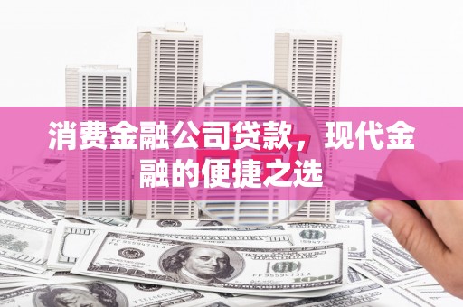 金城消费金融公司贷款，现代金融的便捷之选