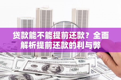 金城贷款能不能提前还款？全面解析提前还款的利与弊