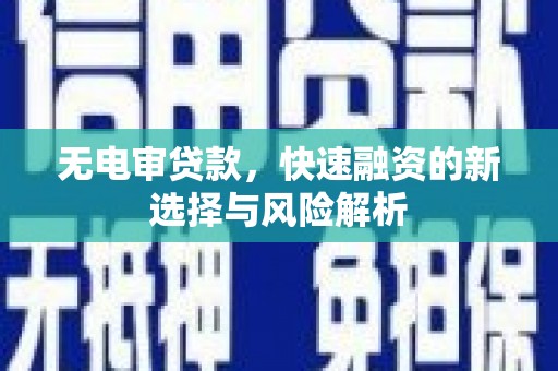 金城无电审贷款，快速融资的新选择与风险解析