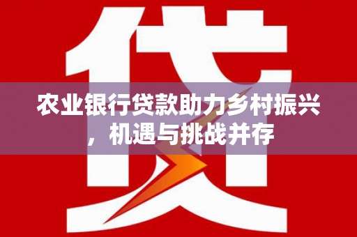 金城农业银行贷款助力乡村振兴，机遇与挑战并存