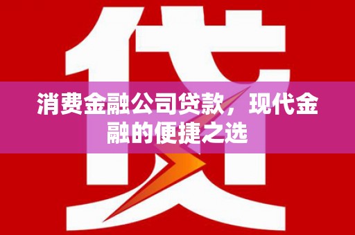 金城消费金融公司贷款，现代金融的便捷之选